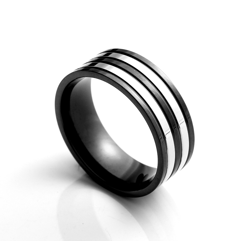 Miesten\\\\\\\ n Stainless Steel Ring Two Tone Black Plating Ring Elegant China Jewellery Manufacturer