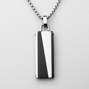 Mens Womens Jewellery Stainless Steel Pendant Two-tone Black Plated Necklace Chain